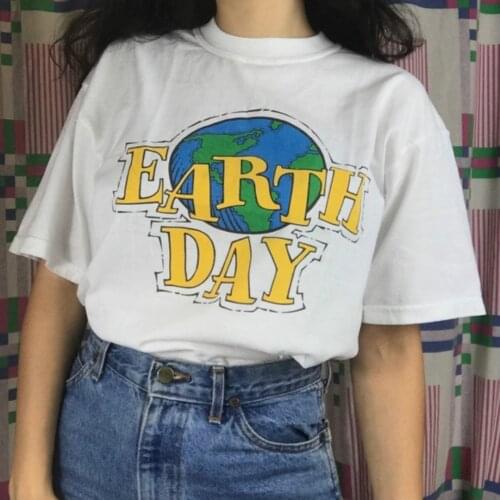 Earth Day 90s Aesthetic Women Girls T shirt Tumblr Fashion Street Style Plus size Summer Cotton Cute Tops&Tees Hipster Dropship