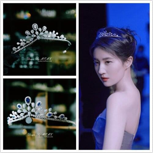 Liu Yifei hair hoop childrens crown tiara set with diamond Bride Princess Wedding adult birthday tiara Female super fairy