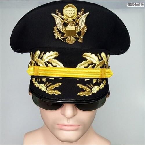 American Officer Army Visor Hats Men Military Land Cap With The Eagle Emblem For Halloween Christmas Gift
