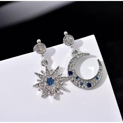 Korean dangle AB irregular shaped earrings for women moon star statement earing bling earings fashion trendy 2020 jewelry gifts
