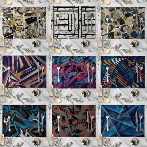 Kitchen Table Mat Geometric Printed Sleeveless Cotton Linen Marble Texture Triangle Placemat for Men Women Home Cleaning Tools