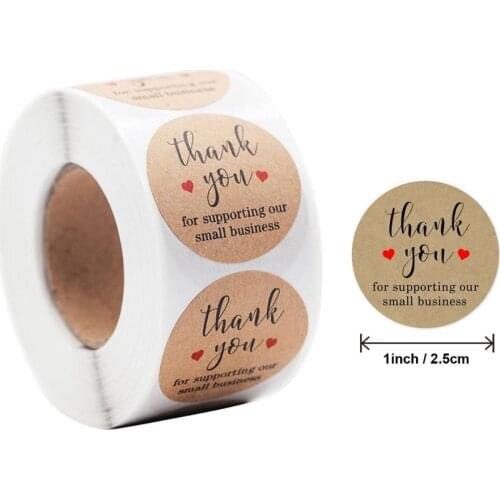 Kraft Color Paper 1 inch Round Sticker High Quality Custom Disposable Product Handemade Thankyou Label Adhesive Stickers