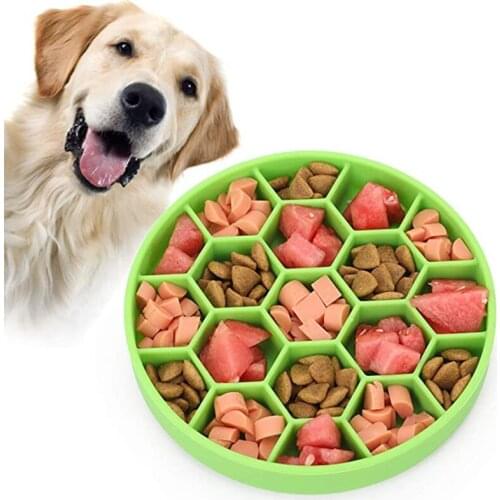 Dog Slow Feeder Bowl with Bottom Suction Cup SIlicone Slow Feed Pet Food Water Bowl Improve health for Large Medium Small Dogs