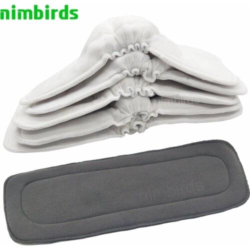 Reusable Washable Diaper Inserts Bamboo Cotton Elastic Inserts Boosters Liners For Baby Diaper Cover Nappies Charcoal Insert