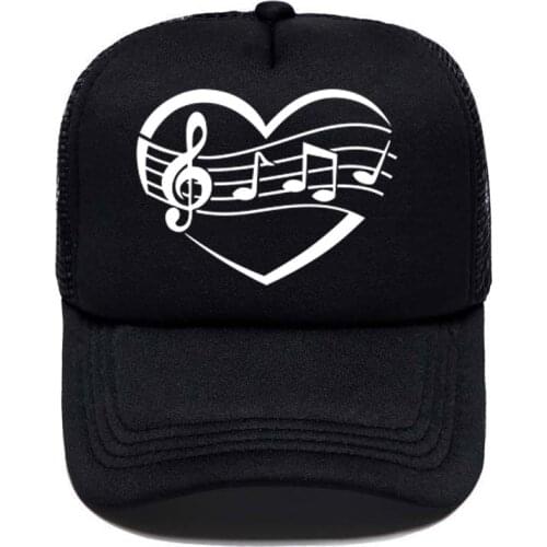Music Heart Funny Printed Women Men Baseball Cap Summer Outdoor Sun Hat Adjustable Sports caps in Mesh Hat Trucker hat