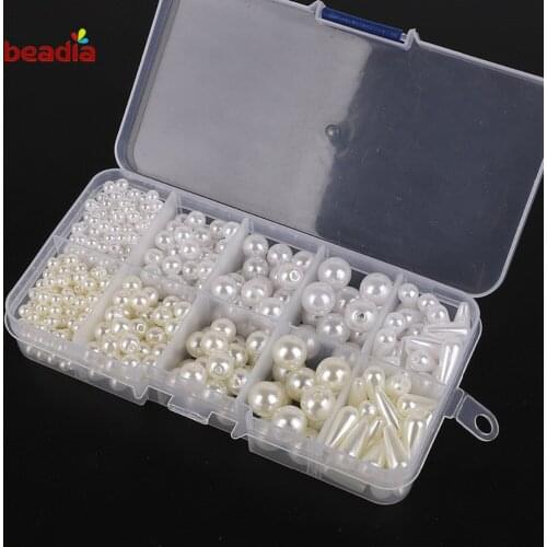 High Quality Approx 600 Pcs Multisize Colorful Pearl Imitation ABS Beads Kit Box Storage Craft For Jewelry Making Accessories