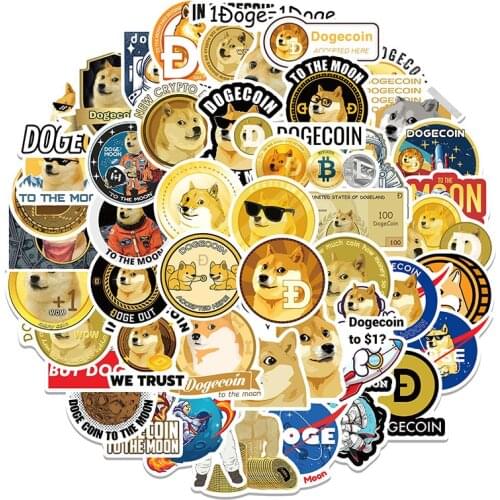 10/30/50pcs/pack Dogecoin Virtual currency Graffiti Stickers For For Motorcycles Guitar Car Luggage Skateboards Computers Trunk