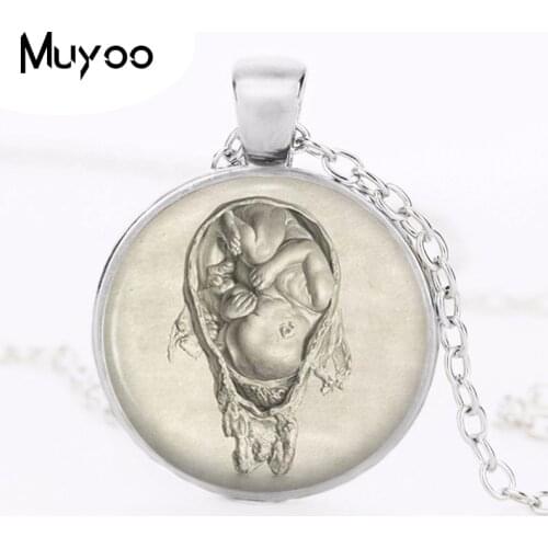 Newest 2017 Fetus Necklace-Pregnant Mother Pendant Art Medicine Midwife Female Gift Medallion Pendant glass necklace HZ1