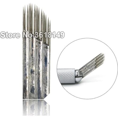 New 500 pcs Triangle 3 Rows 16 Makeup Needle Permanent Eyebrow Blades For Microblading Manual Pen 3D Embroidery Tattoo Needles