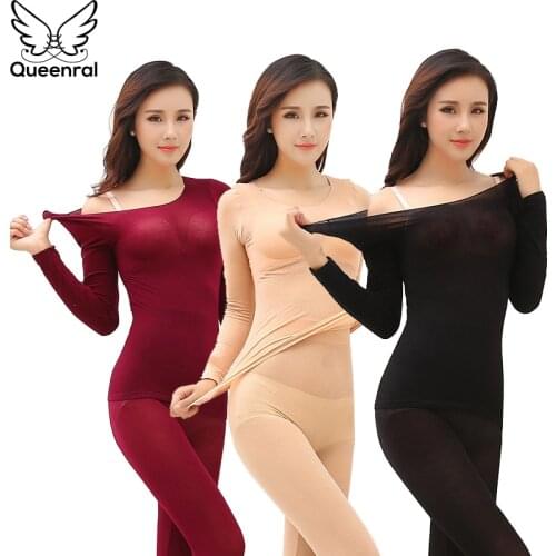Queenral Thermal Underwear Men Women Long Johns Winter Ultra Thin Seamless Shape Slimming Thermal Underwear Male Female