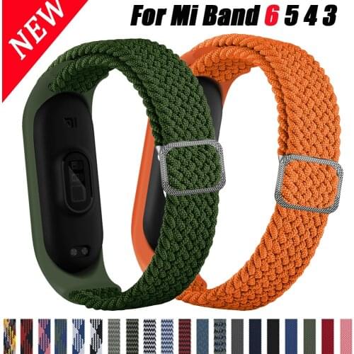 Bracelet for xiaomi mi band 6/5/4 strap adjustable fabric belt braided solo Loop watchband Scrunchie correa mi band 4/5/3