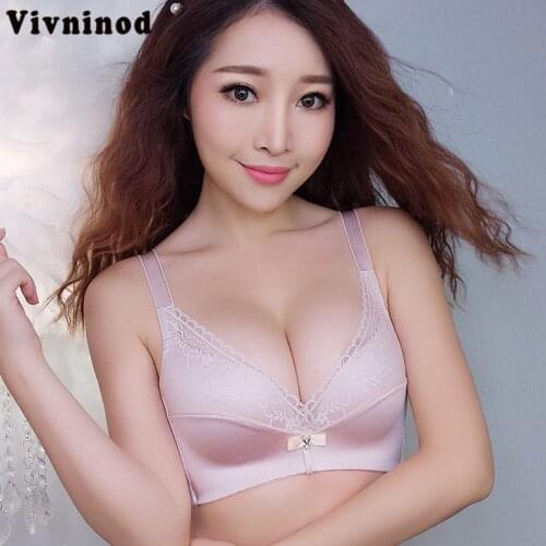 Sexy Lace Deep-V Bras For Women Elegant Sexy Wire Free Lingerie Thin Bh Lace Bra Gather Push Up Underwear Girl Bra 70-90 ABC Cup