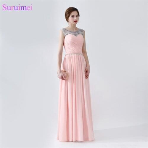 Light Pearl Pink Chiffon Prom Dresses With Spaghetti Strap Floor Length Sheer Illusion Long Formal Prom Gown