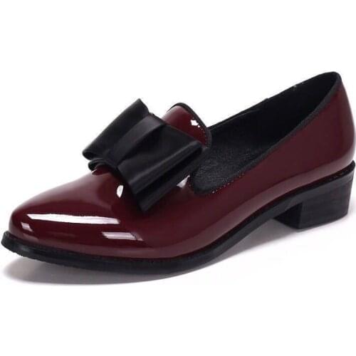 Fashion Pointed Toe Women Flats Shoes Bow Women Shoes Patent Leather Casual Single Summer Ballerina Women Shallow Mouth Shoes