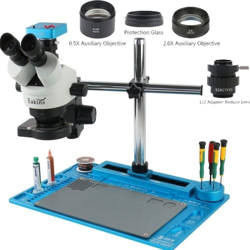 Full HD 38MP 1080P 2K USB C Mount Video Camera 7-45X Simul-focal Stereo Trinocular Microscope Phone Soldering PCB Repair Tool