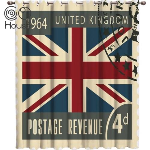 Vintage London Stamp Window Treatments Curtains Valance Window Curtains Living Room Decor Bedroom Kitchen Kids Room Curtains