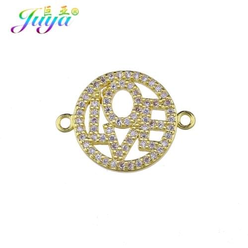 Juya Womens Jewelry Material Gold LOVE Charm Connectors Accessories For Needlework Jewelry Bracelets Earrings Making