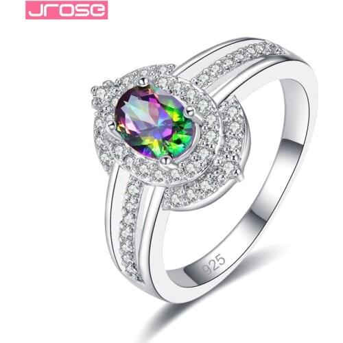 JROSE Wholesale 2019 New Brand Design Multicolor Light Blue CZ Stone Wedding Engagement Rings for Woman Fold Flower Jewelry