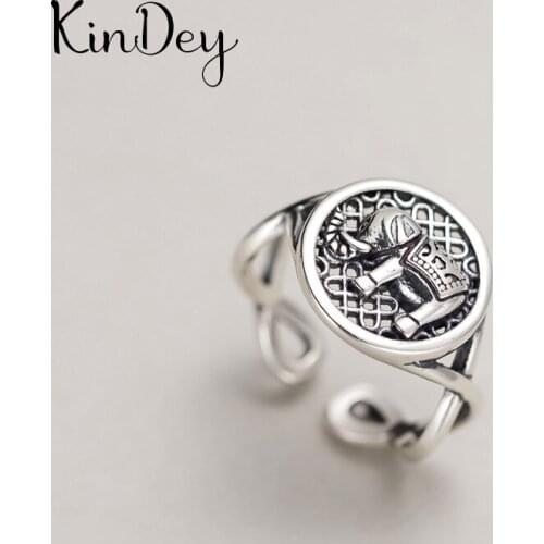 Personality Gothic Vintage Elephant Rings For Women Bridal Wedding Engagement Punk Resizable Antique Rings Rock Jewelry