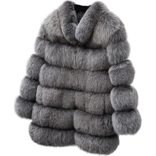 Winter Women High quality Faux Fox Fur Coat Luxury Fur Coat Loose Lapel OverCoat Thick Warm Plus Size Female Plush Coats A3036
