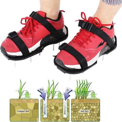 1 Pair Garden Yard Grass Greenhouse Cultivator Scarification Lawn Aerator Agricultura Nail Shoes Tool black