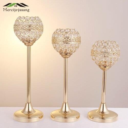 10Pcs/Lot Table Candle Holder Plating Crystal Candlestick Geometric Romantic Candle Holders for Wedding/Dinner Decoration GZT090