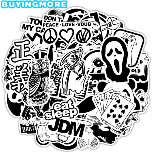 100 PCS Black and White Random Sticker Funny Graffiti Rock Cartoon Stickers DIY Car Skateboard Guitar Helmet Bike Laptop Fridge