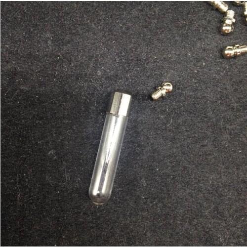 20pieces 36.5x6mm round straight tube name on rice art glass vial pendant mini glass bottle pendant wish bottle necklace pendant