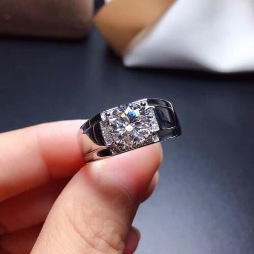 2021 new sparkling moissanite ring for men real 925 silver 8*8mm size gem birthday gift shiny better than diamond strong power