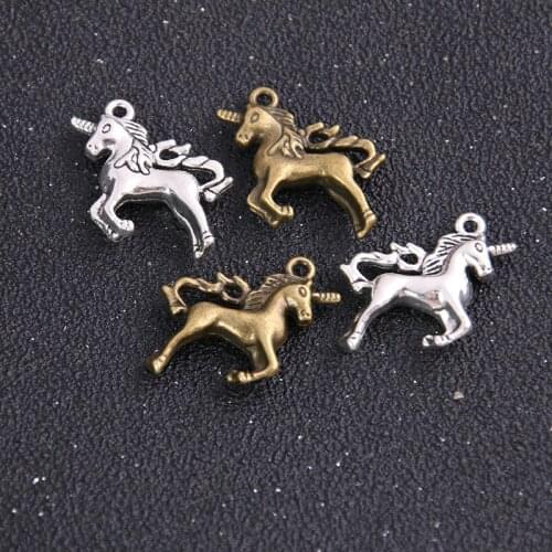 4PCS 21*25mm New Product Two Color Horse Charms Animal Pendant Jewelry Metal Alloy Jewelry Marking
