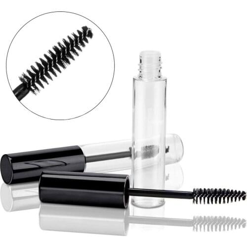 5 PCS 10ML Mascara Tubes Empty Eyelash Cream Refillable Clear Bottles Cosmetic Sample Container with Black Eyelash Brush Stick