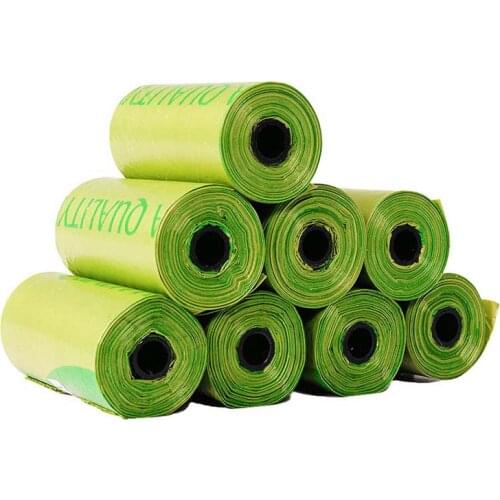 8 Rolls Dogs Pick-Up Toilet Bags Feces Bags Pet Garbage Degradable Environmentally Friendly Fecal Bags Green Plastic Garbage Bag