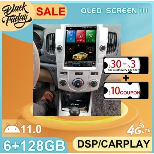 Android 11 6G+128GB Tesla Style for KIA Fcrte 2009 - 2016 GPS Car Navigation Multimedia Video Stereo Player Radio Carplay 2 DIN
