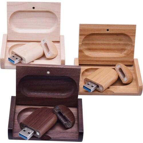Over 10pcs Free Logo) Oval + Box Wooden Custom Logo Usb Flash Pen Drive Memory Stick Pendrive 8g 32g 64g High Speed Flash Disk