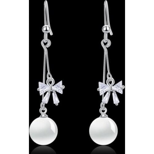 CE2120 Pearl Earrings South Korea cats eye stone earrings womens long pendant earrings