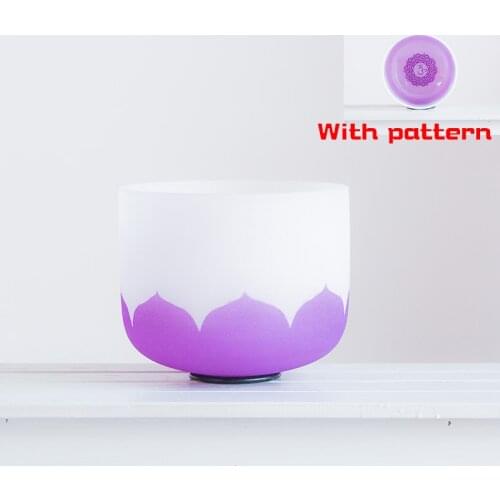8Inch B Note Crown Chakra Purple Lotus Frosted Quartz Crystal Singing Bowl for Meditation