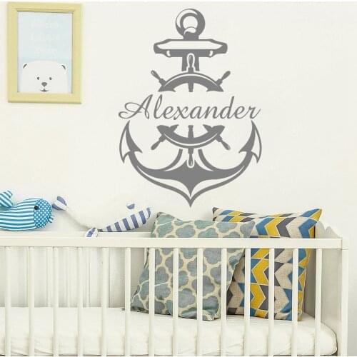 Coustom Name Anchor Vinyl Wall Stickers Wallsticker Decor For Kids Room Bedroom Decoration Removable Decal Mural