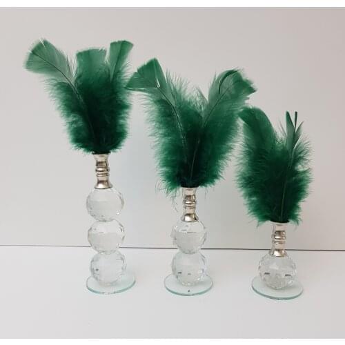 EU HOME DECORATION TRIPLE GREEN FEATHER DECOR SILVER COLOR NOZZLE