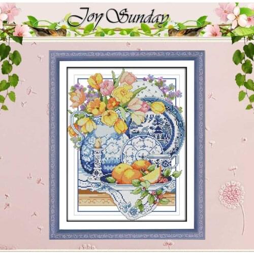 Porcelain and Flowers counted Cross Stitch 11CT 14CT Cross Stitch Set Wholesale DIY Cross-stitch Kit Embroidery Needlework