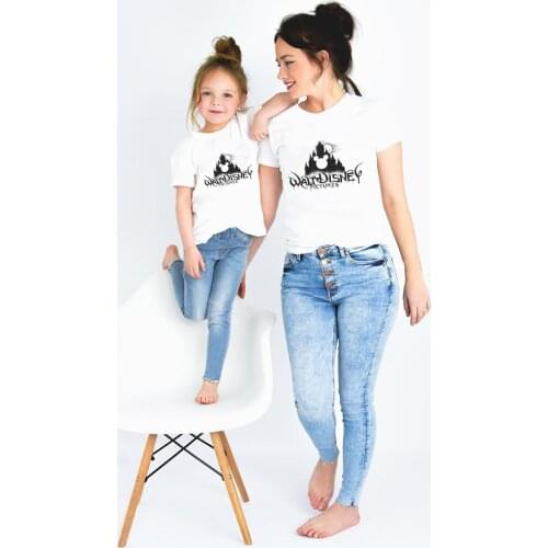 New Fashion Cartoon T Shirts Unisex Casual White O-neck Summer Short Sleeve Matching Family T-shirt Disney Mickey Mouse Tops