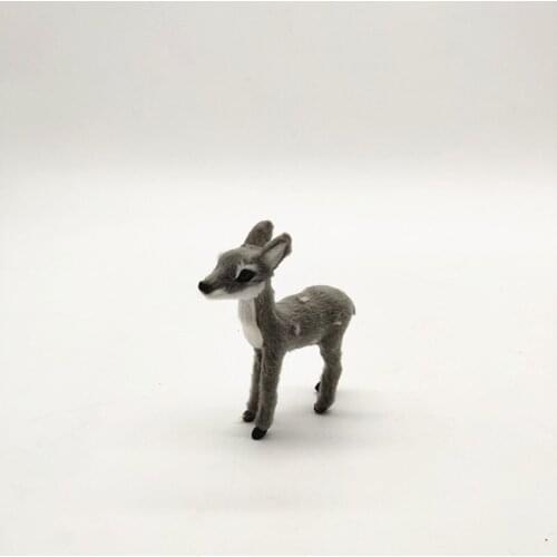 Mini simulation gray deer model plastic&furs small sika deer doll home decoration gift about 10x7cm xf2724