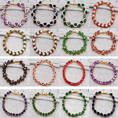 Trendy Classic Link Chain Bracelets Hiden Safety Clasp Green Navy Blue Stone Bracelets For Women Fashion Jewelry Accessories