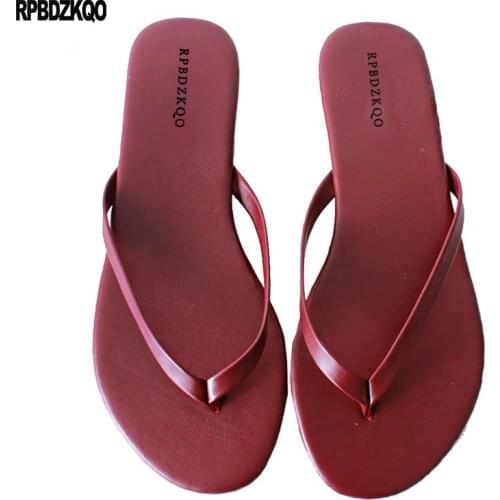 Shoes Slippers Beach Women Sandals Flat Summer 2018 Toe Ring Flip Flop Open Ladies Slip On Burgundy Designer Slides Green Cheap