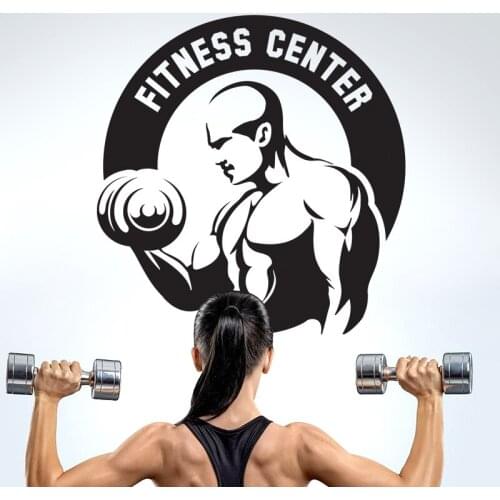 Dumbbell Muscle Fitness Club Decal Gym Sticker Decor Posters Vinyl Decoracion Wall Decals Decor Mural Car Gym Sticker