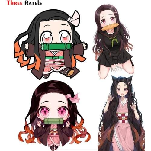 Three Ratels FC982 Kimetsu No Yaiba Nezuko Demon Slayer anime girl stickers for passat b7 car sticker auto&motorcycle decoratio