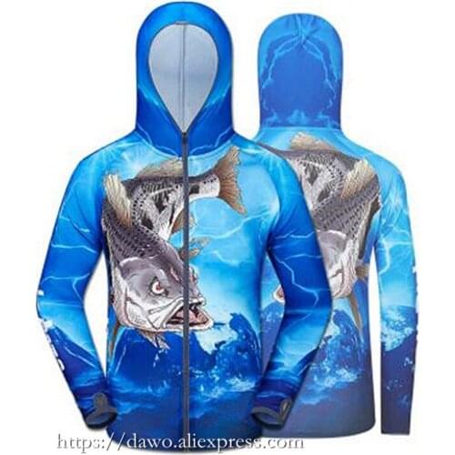 New Summer Outdoor Mens women Lightning fish fishing clothes breathable quick dry Anti-UV40+ long sleeve hoodie fishing Shirts