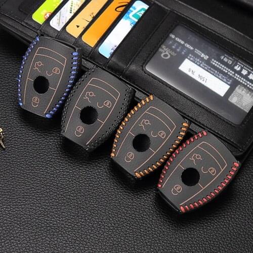 The new high-quality leather car key cover key box for the Mercedes-Benz W203 W210 W211AMG W204 four-color car models