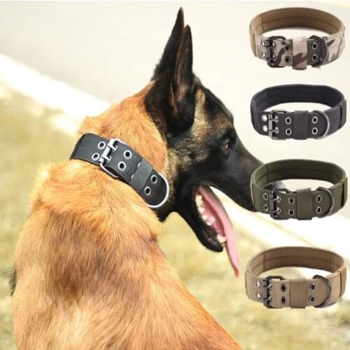 Dog Collar Adjustable Military Tactical Outdoor Training Nylon Dog Collars Durable Metal Buckle Large Medium Dogs Pet Products