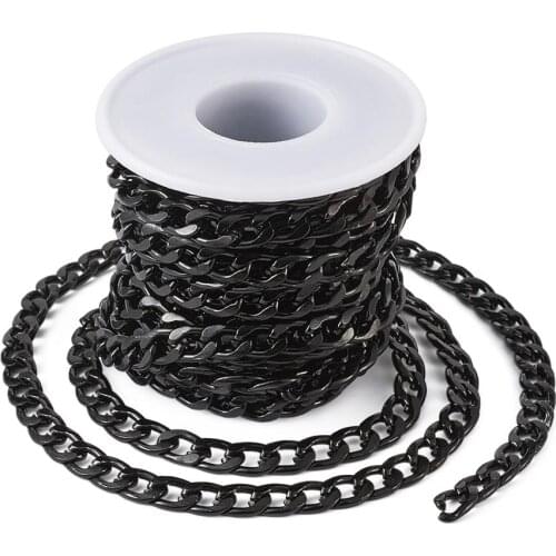 Pandahall 12x7x2mm Black Aluminum Chain Twisted Curb Chains for DIY Necklace Bracelet Jewelry Making Accessories Gift