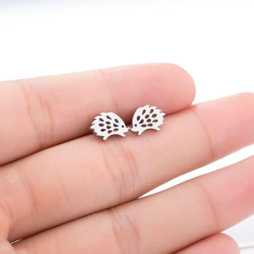 Simple Stylish Stainless Steel Hedgehog Stud Earring For Women Versatile Female Piercing Earring Fashion Jewelry